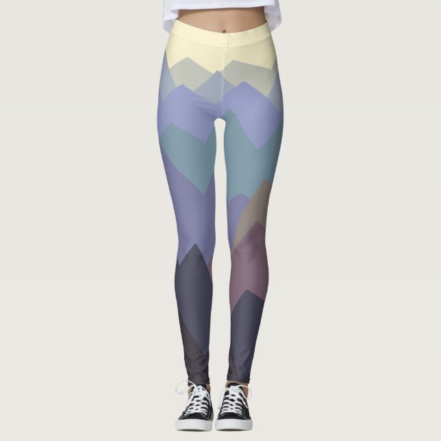 Abstrakt Art Winter Mountain Design Leggings (Vorderseite)