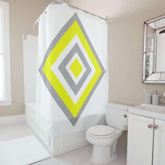 Abstrakt Art Yellow Grey White Duschvorhang (Beispiel)