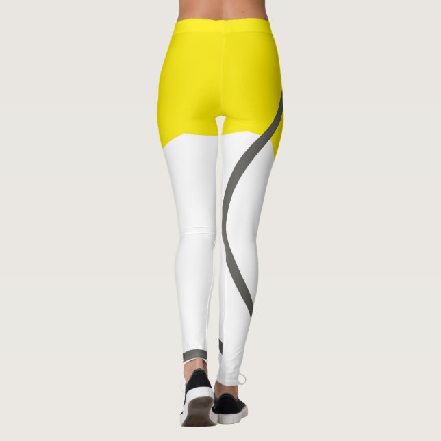 Abstrakt Art Yellow Grey White Minimalismus Leggings (Rückseite)