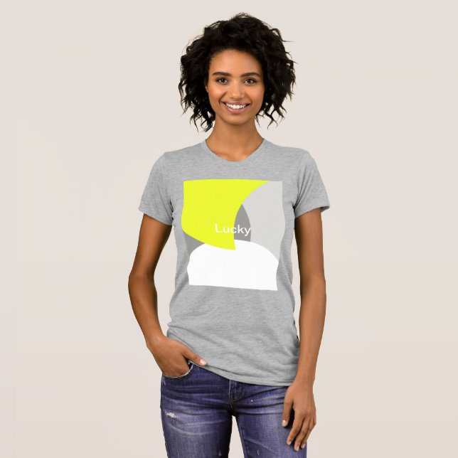 Abstrakt Art Yellow Grey White T-Shirt (Vorne ganz)