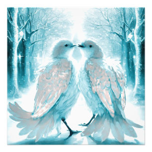 *~* Abstrakt Artistic Love Birds AP54 Art Winter Fotodruck