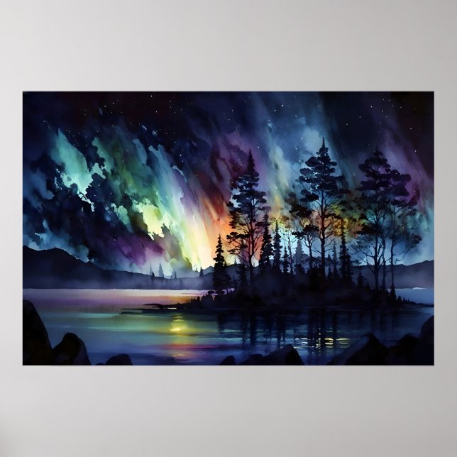 Abstrakt Aurora Borealis Poster (Vorne)