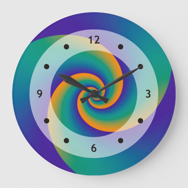 Abstrakt Background Spirals soft V Große Wanduhr (Vorderseite)