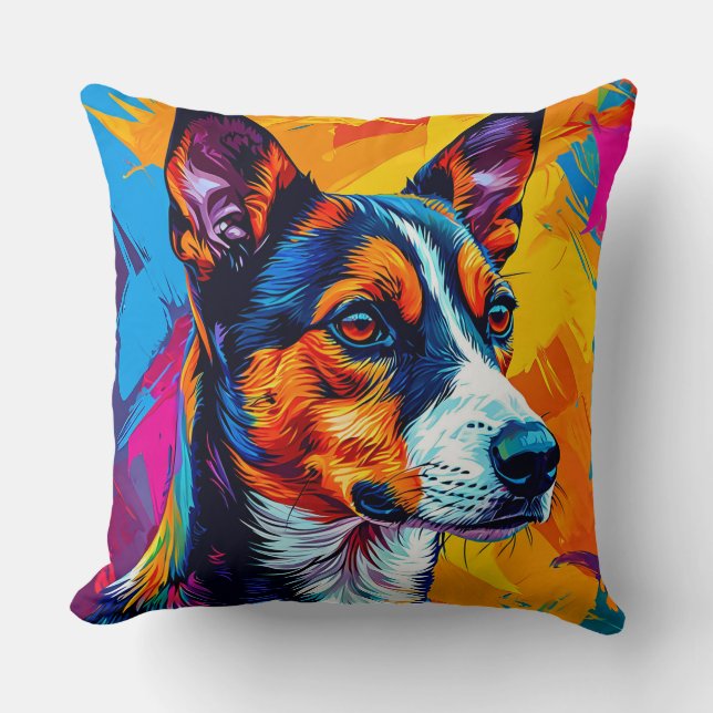 Abstrakt Basenji Dog Portrait Kissen (Vorderseite)