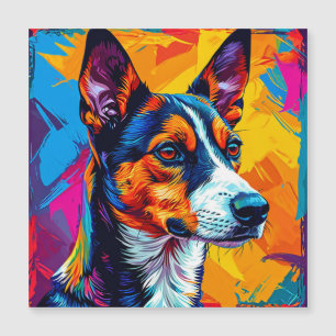 Abstrakt Basenji Dog Portrait Magnetkarte
