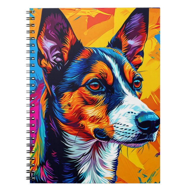 Abstrakt Basenji Dog Portrait Notizblock (Vorderseite)