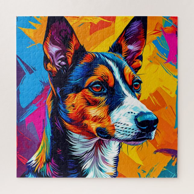 Abstrakt Basenji Dog Portrait Puzzle (Vertikal)