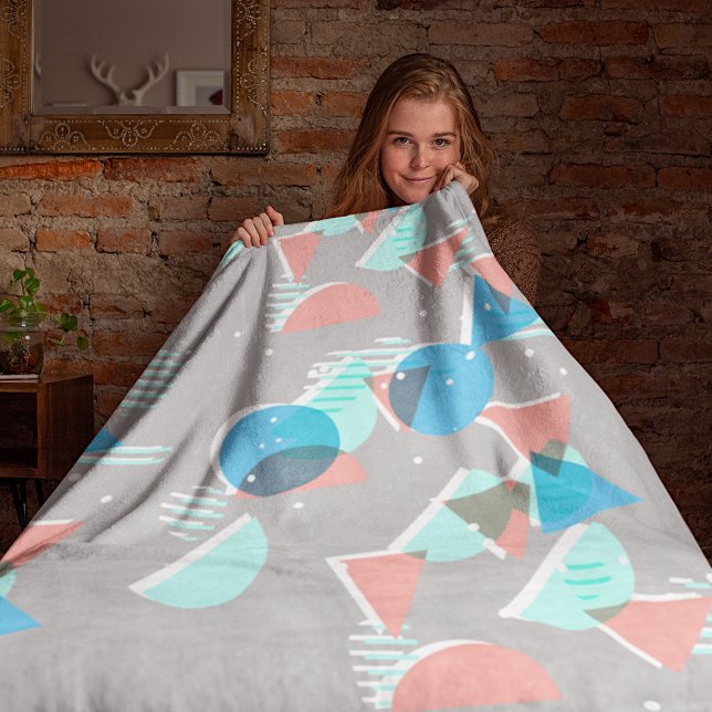 Abstrakt Bauhaus Halbkreise Mod Pop Art Muster Fleecedecke (Von Creator hochgeladen)