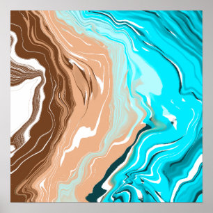 Abstrakt Beach Fluid Art Poster