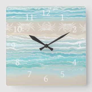 Abstrakt Beach Ocean Design 292 Crab Quadratische Wanduhr