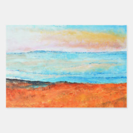 Abstrakt Beach Orange Blue Art Geschenkpapier Set