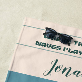 Abstrakt Beach Pattern Wave Lines Blue Sand Musche Strandtuch