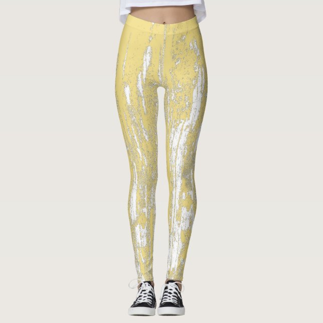 Abstrakt, bedrückt, trendy gelb Cool Leggings (Vorderseite)