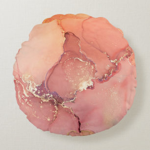 Abstrakt-beige, braune Tapete. Mischung Rundes Kissen