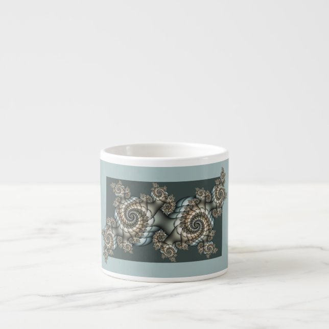 Abstrakt Beige Light Blue Fraktal Kunstgalerie Espressotasse (Vorderseite)