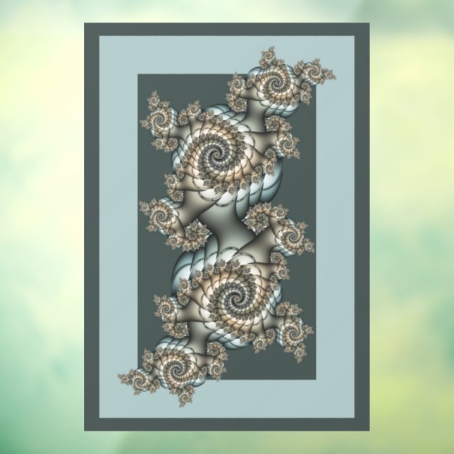 Abstrakt Beige Light Blue Fraktal Kunstgalerie Fensteraufkleber (Blatt 3)