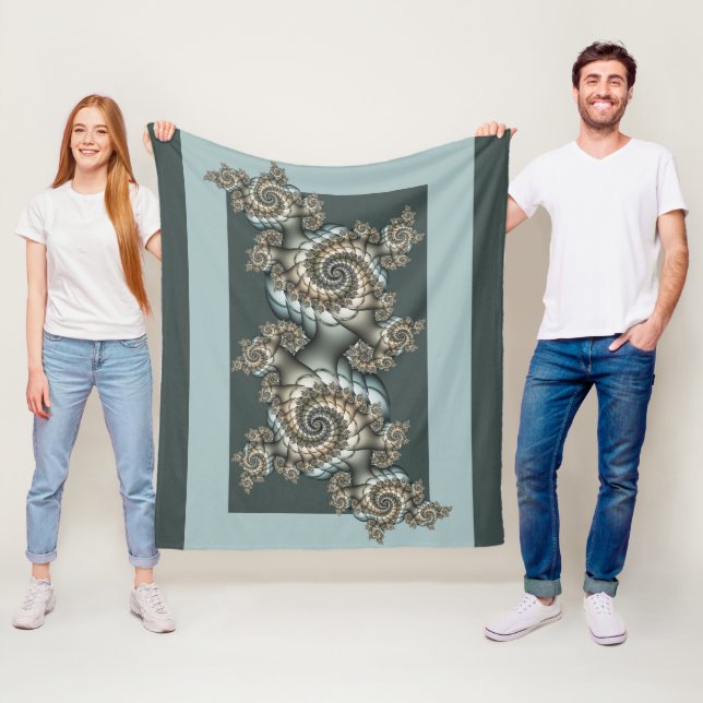 Abstrakt Beige Light Blue Fraktal Kunstgalerie Fleecedecke (Beispiel)