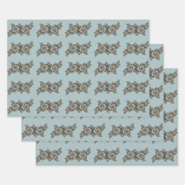 Abstrakt Beige Light Blue Fraktal Kunstgalerie Geschenkpapier Set (Set)