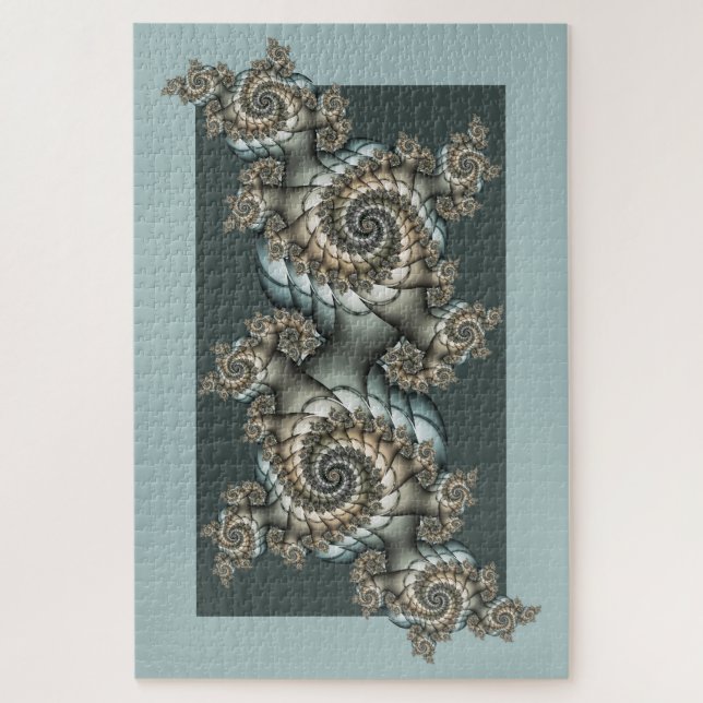 Abstrakt Beige Light Blue Fraktal Kunstgalerie Puzzle (Vertikal)