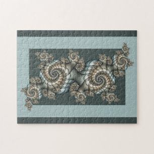 Abstrakt Beige Light Blue Fraktal Kunstgalerie Puzzle