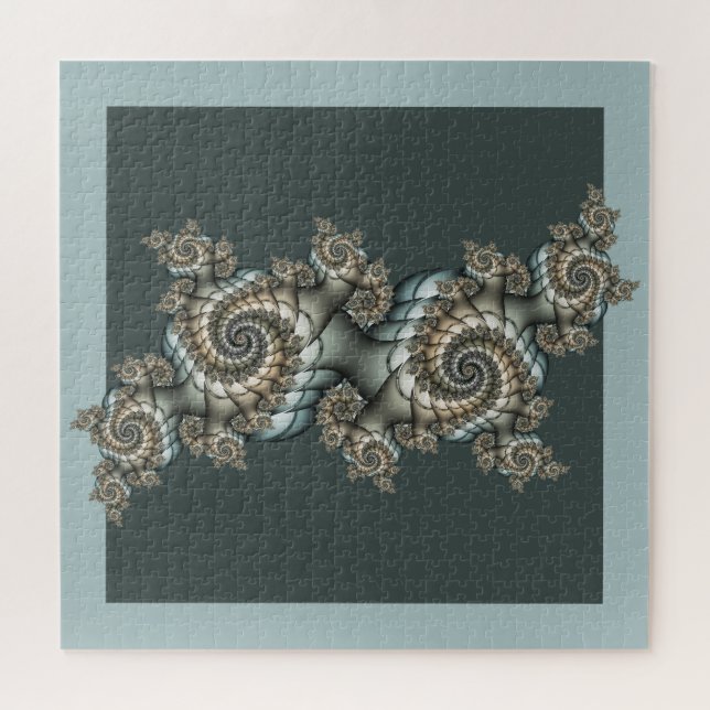 Abstrakt Beige Light Blue Fraktal Kunstgalerie Puzzle (Horizontal)