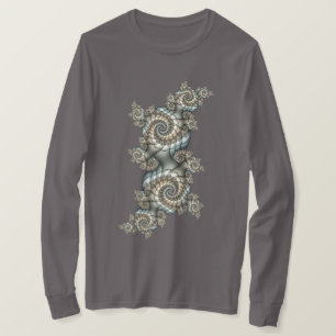 Abstrakt Beige Light Blue Fraktal Kunstgalerie T-Shirt