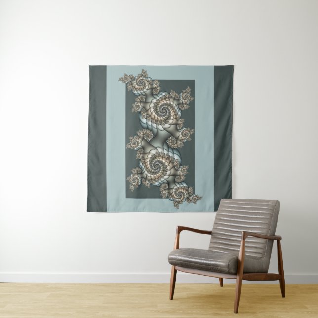 Abstrakt Beige Light Blue Fraktal Kunstgalerie Wandteppich (Beispiel)