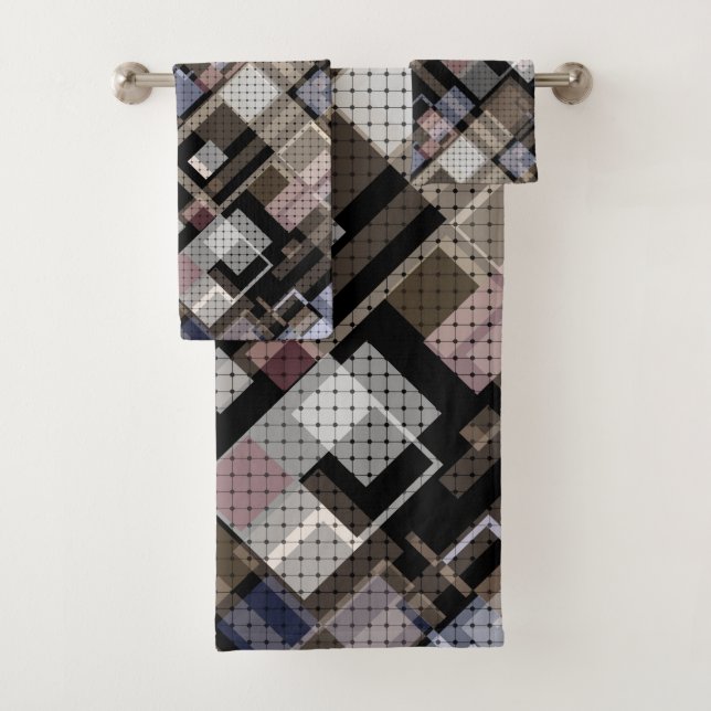 Abstrakt, beige, schwarz badhandtuch set (Insitu)