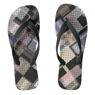 Abstrakt, beige, schwarz, plädiert flip flops