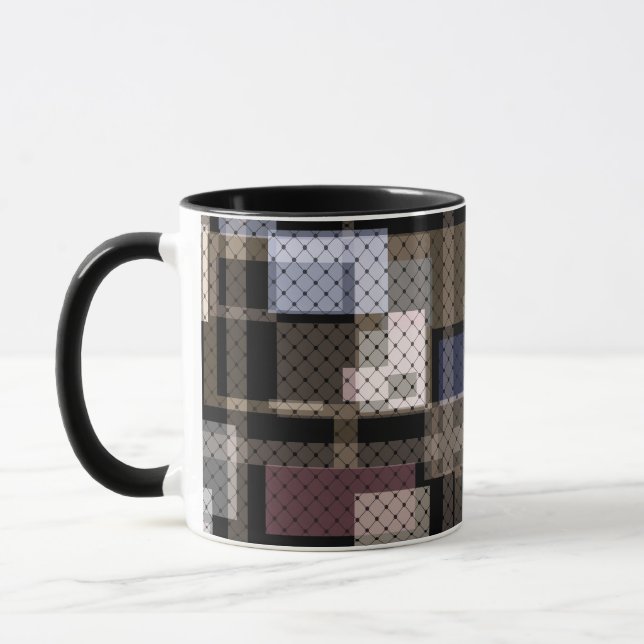 Abstrakt, beige, schwarz, plädiert tasse (Links)