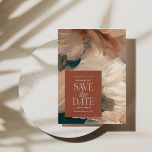 Abstrakt bemalt moderne aquamarine Creme Terracott Einladung