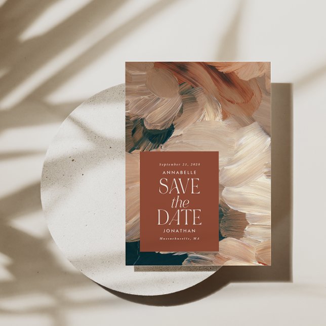 Abstrakt bemalt moderne aquamarine Creme Terracott Einladung (Von Creator hochgeladen)