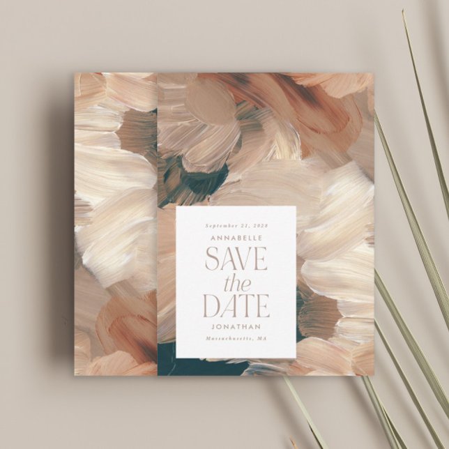 Abstrakt bemalt moderne aquamarine Creme Terracott Einladung (Von Creator hochgeladen)