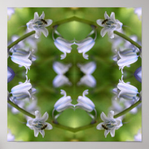 Abstrakt Biene auf Blauglockenblume Poster