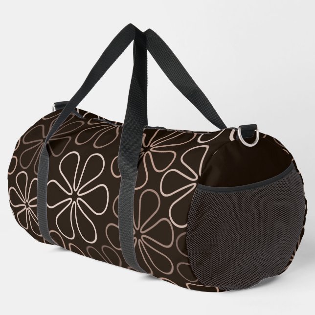 Abstrakt Big Blume Konturen Browns & Cremes Duffle Bag (Rechte Ecke)