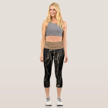 Abstrakt Black_Beige Yoga Capris von JOYA EVE