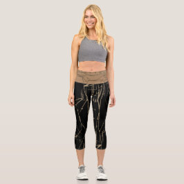 Abstrakt Black_Beige Yoga Capris von JOYA EVE