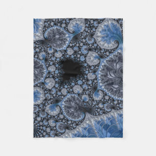 Abstrakt Black Blue Fraktal Fleecedecke