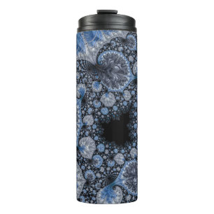 Abstrakt Black Blue Fraktal Thermosbecher