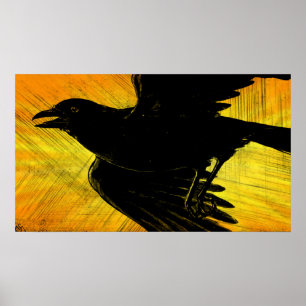 Abstrakt Black Crow Grunge Poster