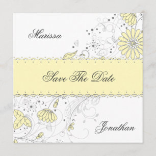 Abstrakt Blassgelbe graue Blume Save the Date