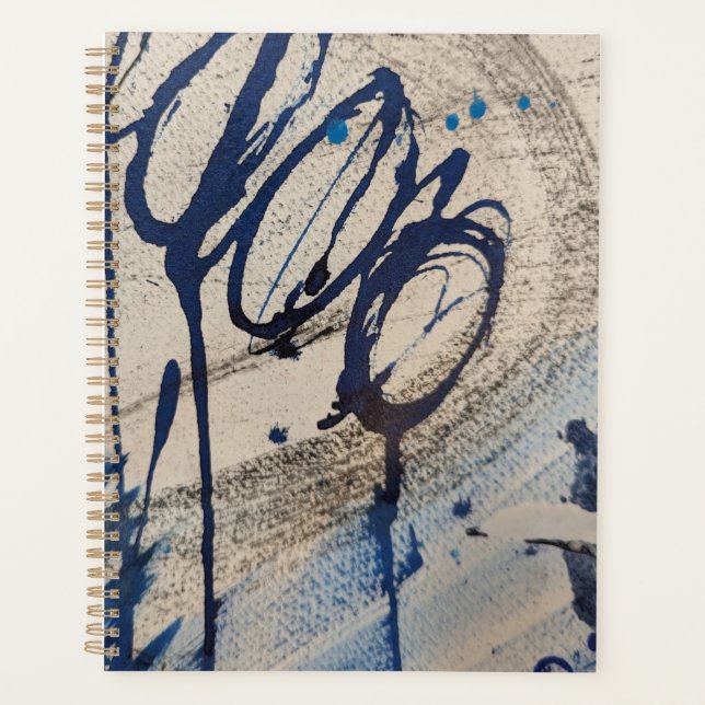 Abstrakt Blau Grau Beige Planer (Vorderseite)