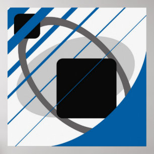Abstrakt Blau Grau Weiß Schwarz AP0002 Poster
