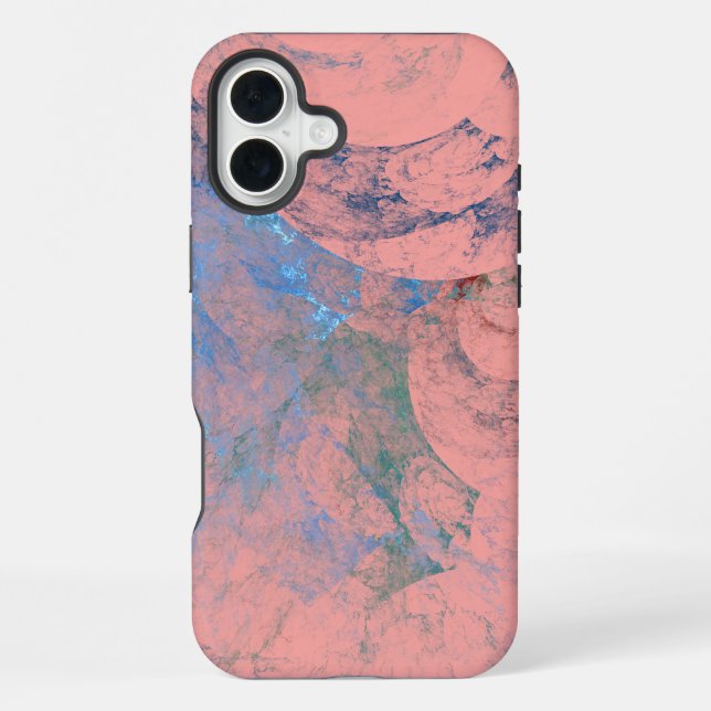 Abstrakt-blau-grün und rosa iPhone hülle (Rückseite)