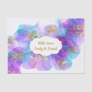 Abstrakt Blau Lila Alkohol Tinte Personalisiert Seidenpapier