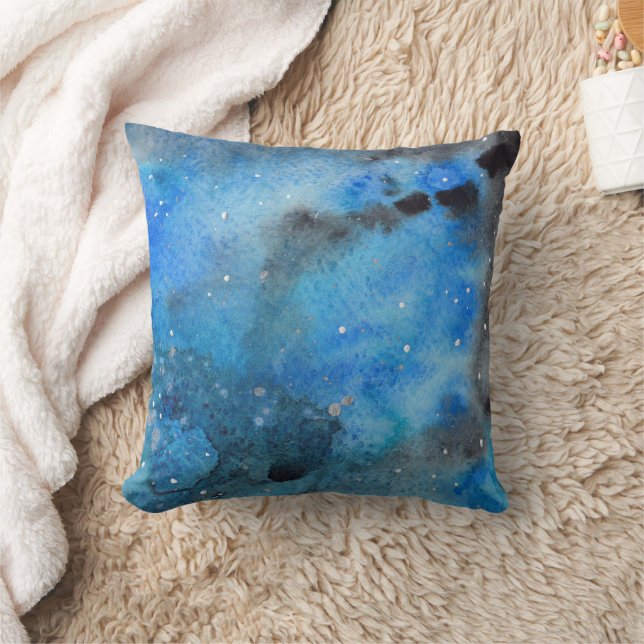 Abstrakt Blau Schwarz Kissen (Decke)