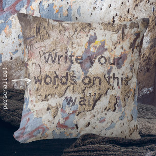 Abstrakt blau und beige (gekrönte Wand) Kissen