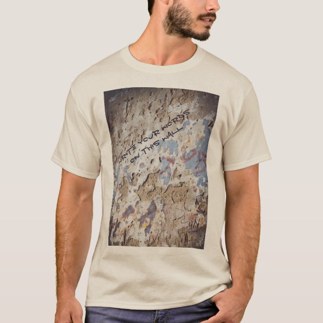 Abstrakt blau und beige (gekrönte Wand) T-Shirt (Vorderseite)