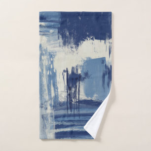 Abstrakt Blau und Elfenbein Badhandtuch Set