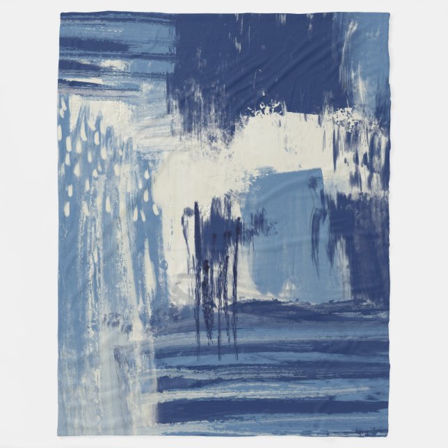 Abstrakt Blau und Elfenbein Fleecedecke (Vorderseite)